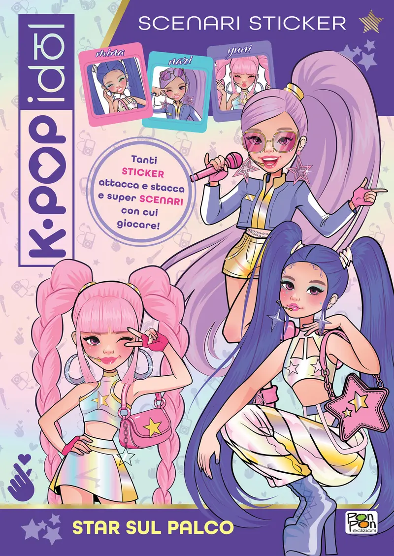 K-POP Idol. Scenari sticker. Star sul palco!