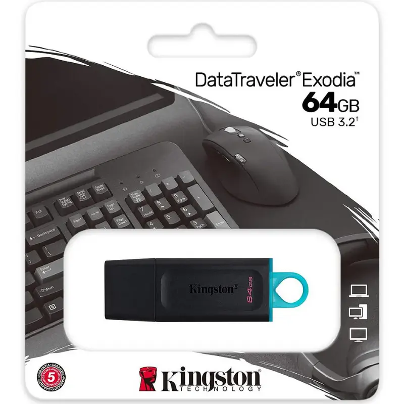 Kingston DataTraveler Exodia DTX/64GB Flash Drive USB 3.2 Gen 1 - con cappuccio protettivo e anello portachiavi