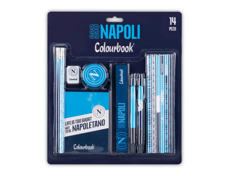 Kit Cancelleria SSC Napoli 14 Pezzi con Matite Penne Righello