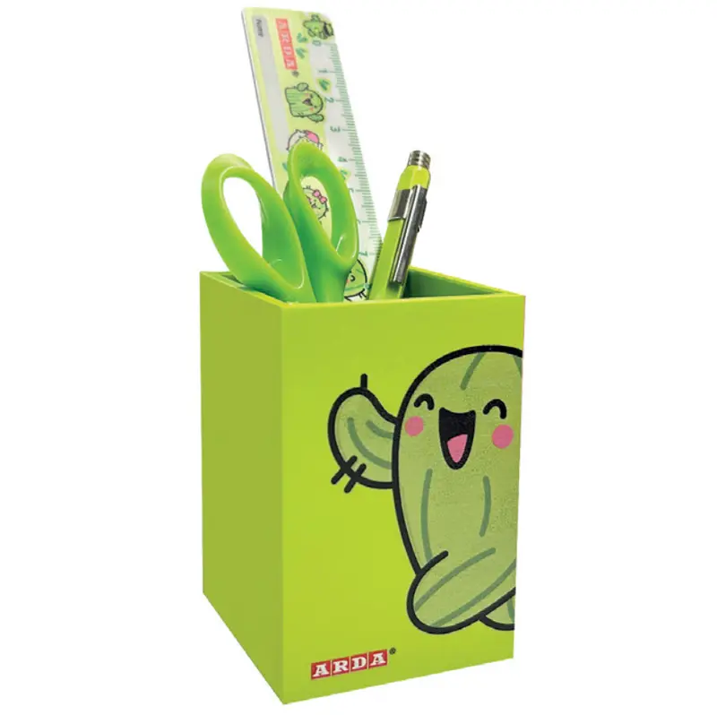 Kit portapenne con temperino, forbici e righello Cactus