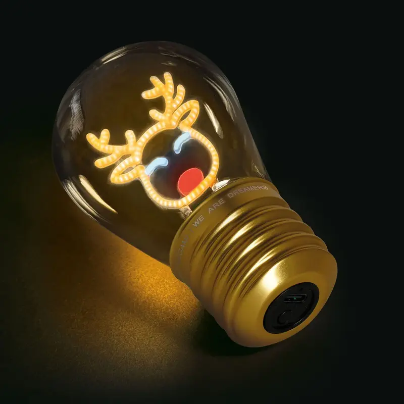 Lampada Decorativa Natalizia da Tavolo a Forma di Lampadina Reindeer