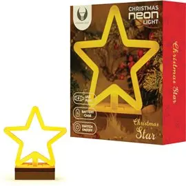 Lampada Neon Led Stella su base legno FLNW04 180x40x210