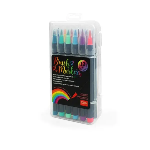 Legami Brush Markers – Set 12 Pennarelli Punta Pennello | Bright Colours