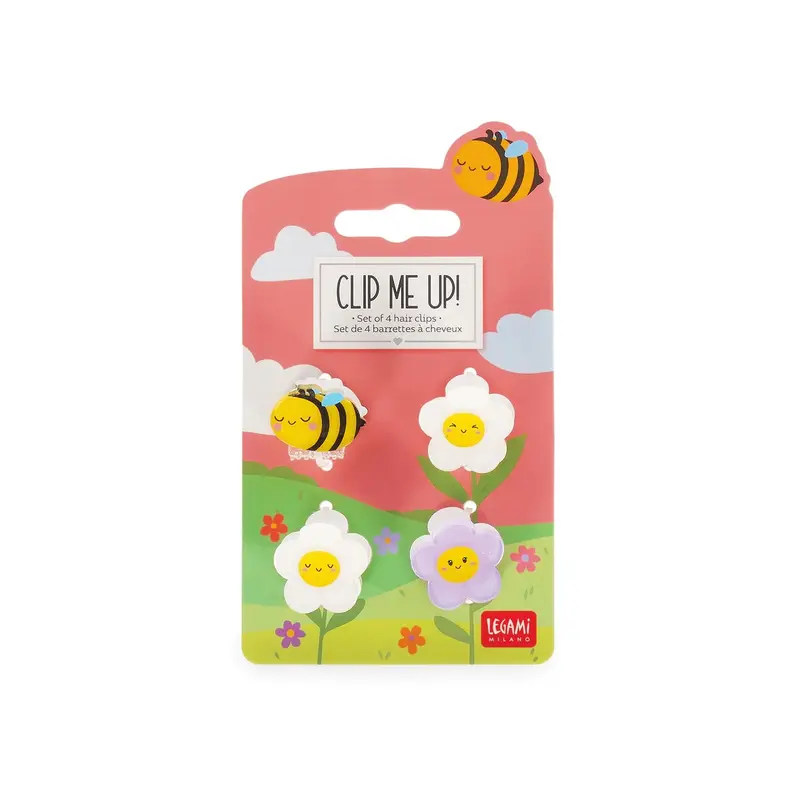 Legami Clip Me Up! Bee – Set 4 Mini Mollette per Capelli con Glitter