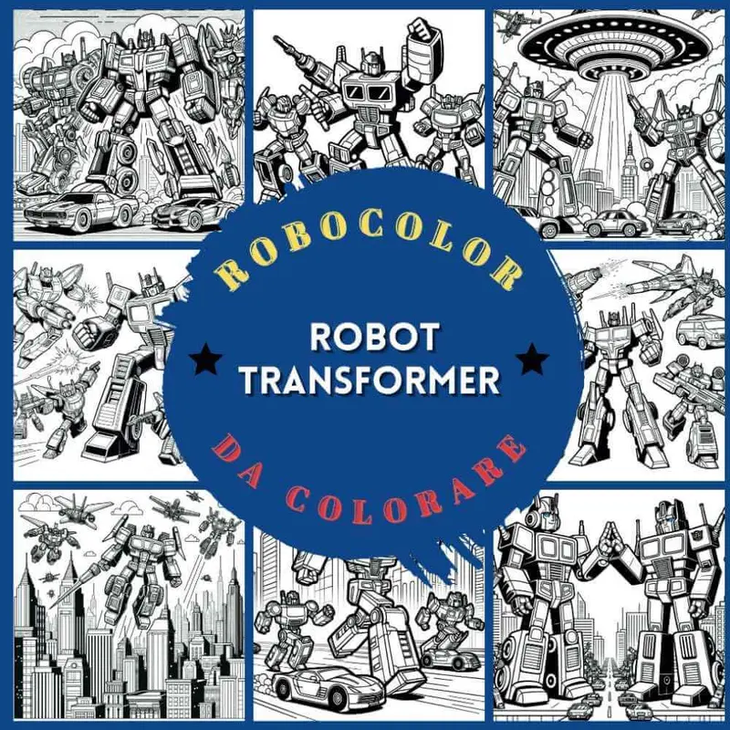 Libro da colorare Robot e Transformers per bambini