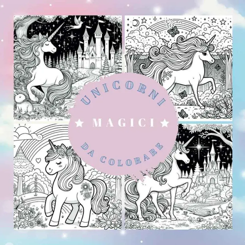 Libro da colorare Unicorni per bambini