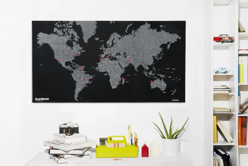 Mappa da parete DearWorld with country names Mini Black