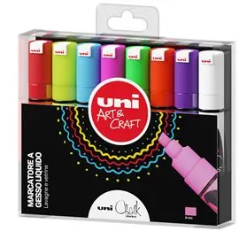 Marker Uni Chalk Scalpello Set P 8 pz.