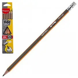 Matite Maped Black Peps con Gomma 2H 12 pz.