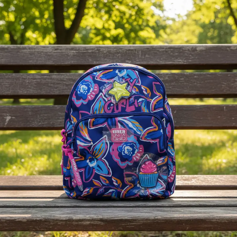 Mini Zainetto Crazy Girl con Patch Staccabili – Tinta Unita Click | Asilo e Tempo Libero