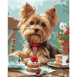 Painting by Numbers 40х50 KHO6629 A yorkie's tea party