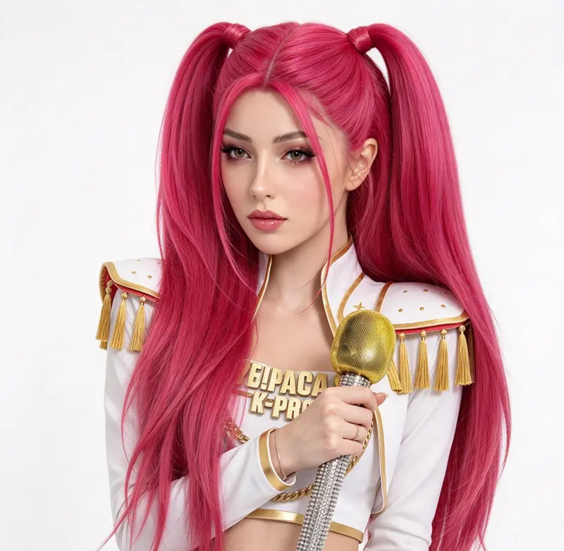 Parrucca K-Pop Pro Rosa con Due Coda di Cavallo | Peluca Cosplay Donna