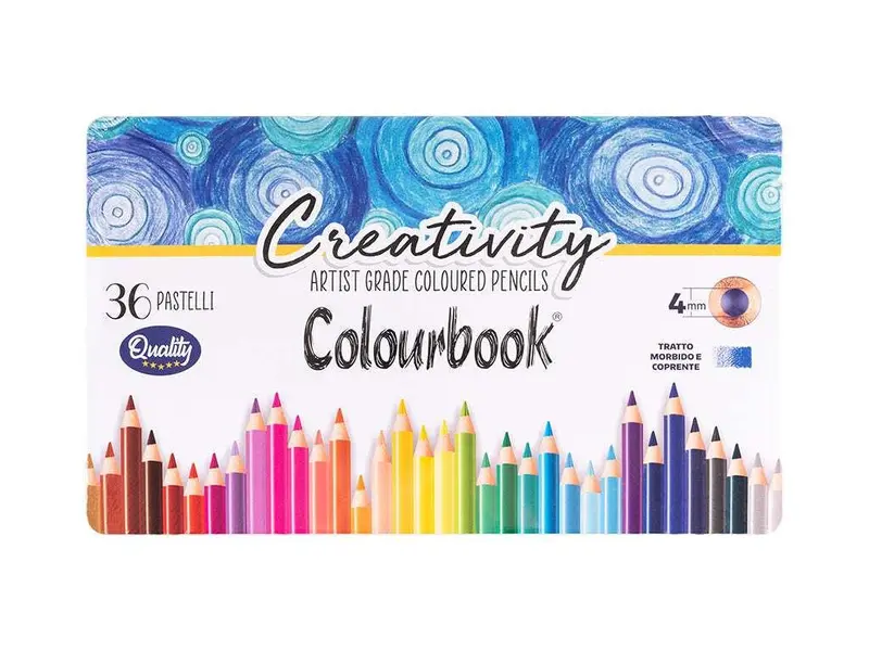Pastelli Artist Grade Coloured Pencils – Set 36 Pezzi in Scatola di Latta