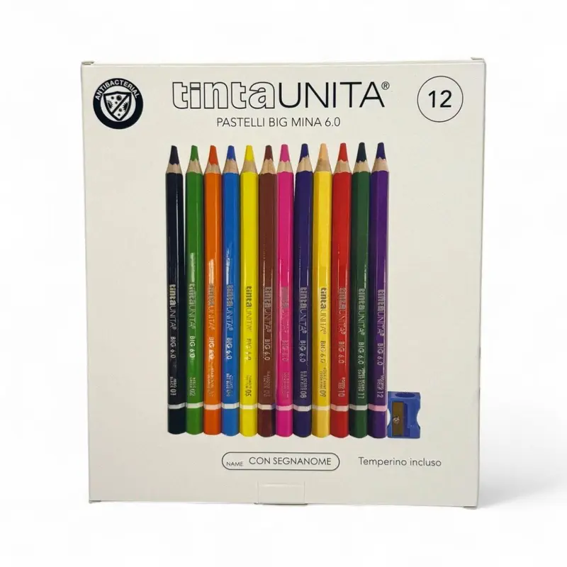 Pastelli Tinta Unita Jumbo 12 Pezzi con Mina da 6 mm