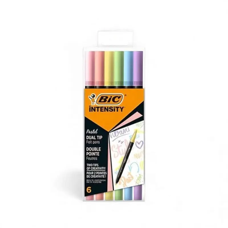 Pennarelli BIC Dual Tip Intensity - Set 6 pezzi con Punta Pennello e Fine