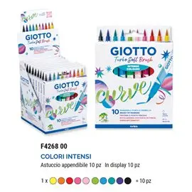 Pennarelli Giotto Turbo Soft Brush a 10 Colori Base 10 pz.
