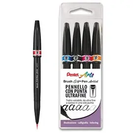 Pennarelli Pentel Brush Sign Pen Artist 4 pz