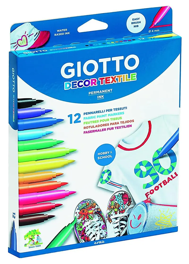Pennarello giotto textile scatola 12 colori