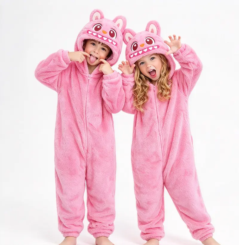 Pigiama tuta Scimmia Rosa Molulu per Bambini 7-9 anni | Costume peluche