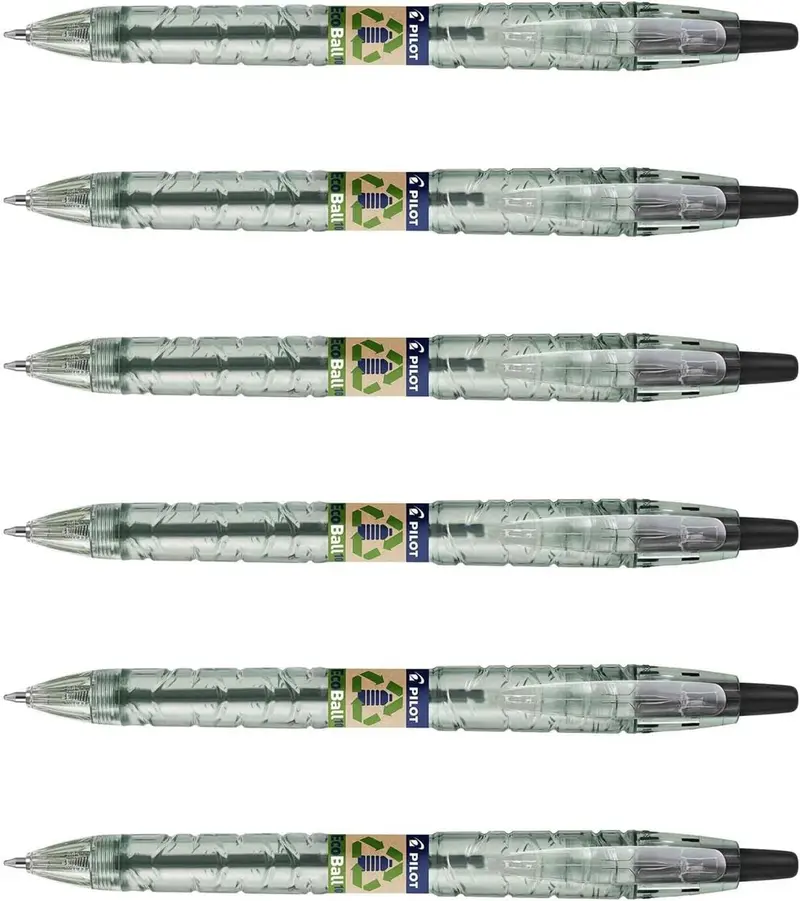 PILOT Ecoball Begreen - Set di 6 penne a sfera ricaricabili, punta media, colore
