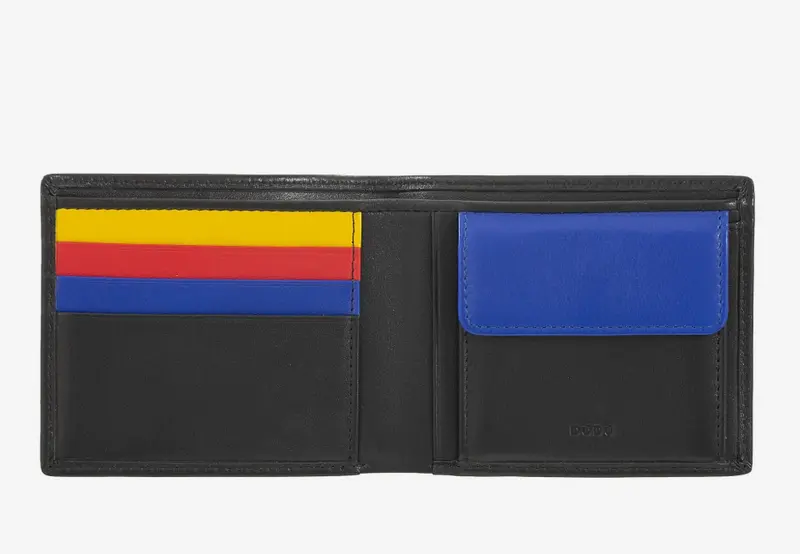 Portafoglio uomo in pelle RFID p/monete Colorful Nero - Azzorre - DùDù