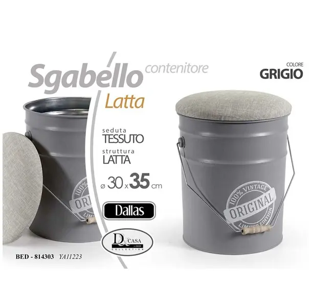 Pouf in metallo decorato seduta in simipelle 27x44 cm bed