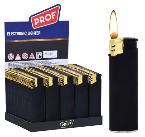 PROF ACCENDINO ELETTRONICO BLACK RUBBER GOLD CAP 41804460 - conf da 50