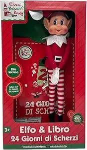 Pupazzo Elfo Natalizio con Kit Libro 24 Giorni di scherzi di Natale in Italiano per Bambini
