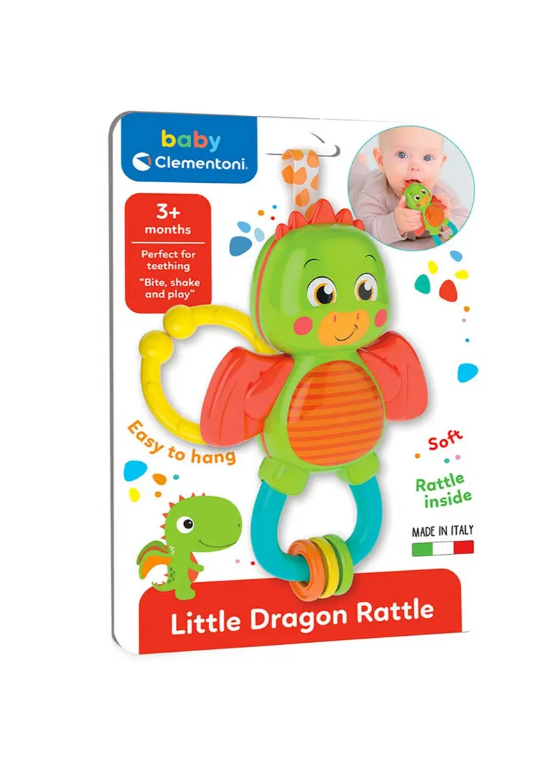 Rattles teething dinosaur in scatola