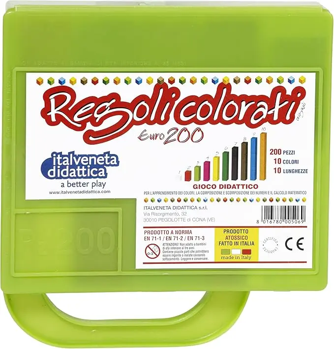 Regoli colorati 200 pz 10 colori 10 lunghezze -gioco didattico per calcolo e scomposizione del calcolo Pool Over