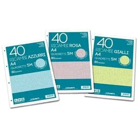 Ricambi 4 fori A4 Color Azzurro 40 ff