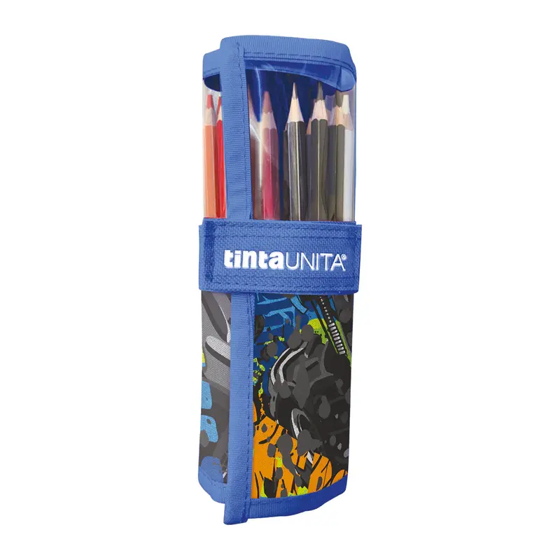 Rotolo Porta Pastelli 24+1 Tinta Unita Young Monster Truck | Velcro, Finestra PVC
