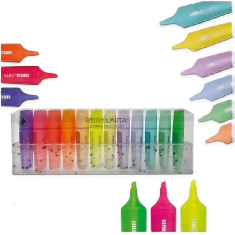 Set 12 Evidenziatori Glimmer Tinta Unita