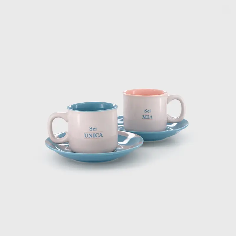 Set 2 Tazzine Espresso Mr. Wonderful – "Sei unica. Sei mia" | Ceramica con Piattini