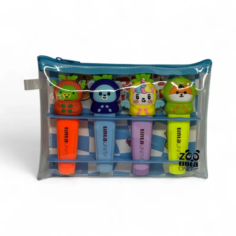 Set 4 Evidenziatori Zoo con Topper in Pochette