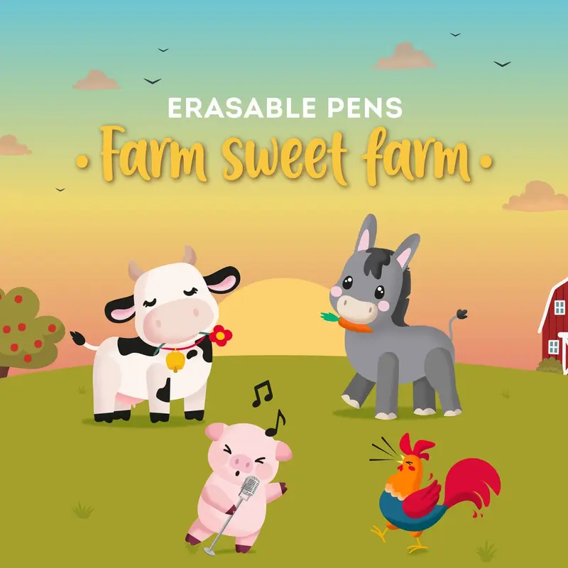 Set 4 Penne Gel Cancellabili Farm Sweet Farm – Legami | Back to School