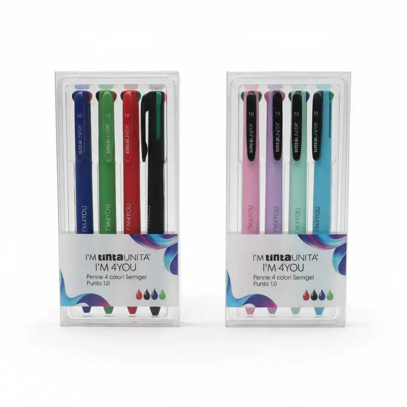 Set 4 Penne Semigel 4 Colori I'M Tinta Unita Punta 1.0 mm – Icon e Pastel