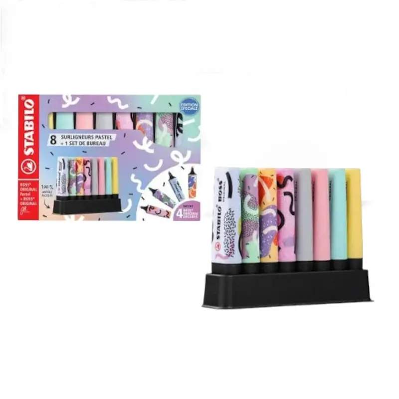 Set 8 Evidenziatori Stabilo Boss Original – Colori Intensi e Duraturi