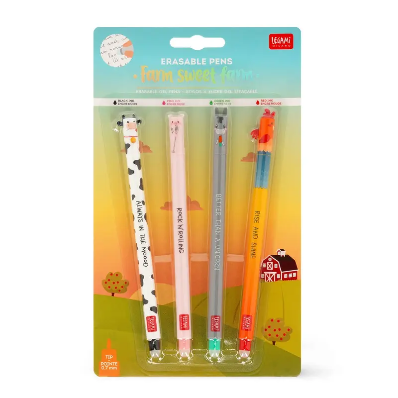 Set di 4 Penne Gel Cancellabili - Farm sweet farm
