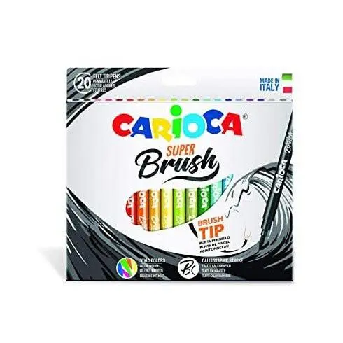Set Pennarelli Carioca Super Brush 20 Colori – Punta Flessibile