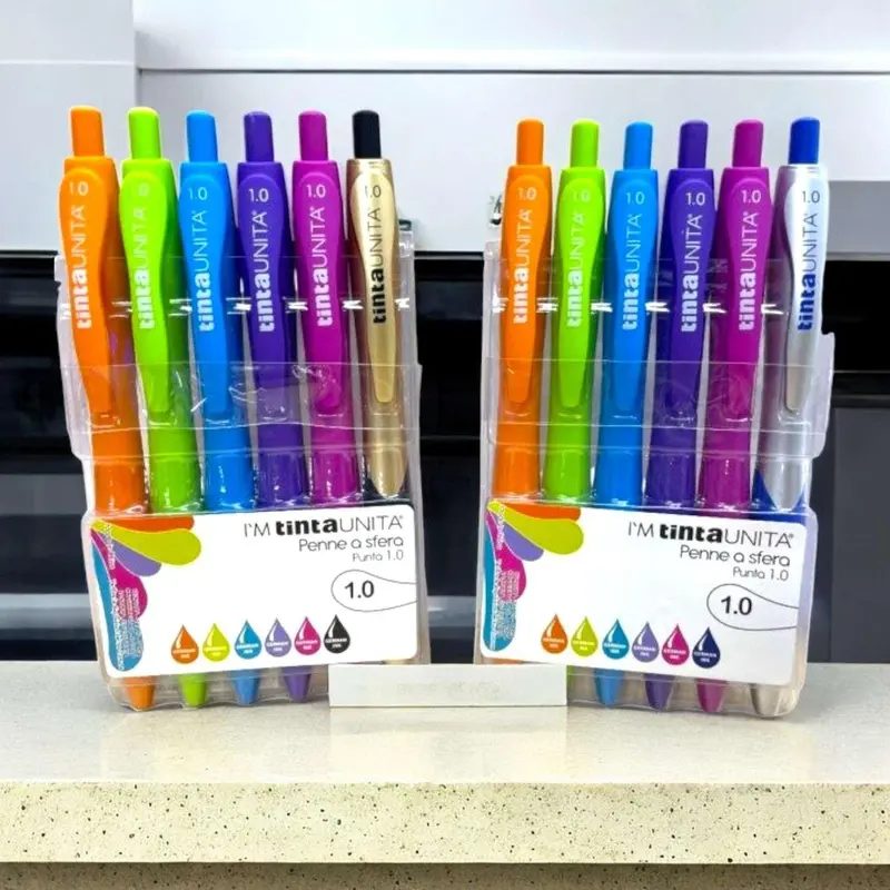 Set Penne Colorate 1.0 TintaUnita - 6 Penne a Sfera Soft Touch