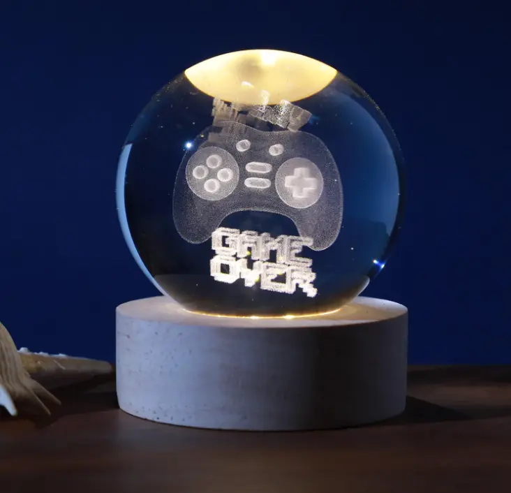 Sfera di vetro 3D con Led RGB Multicolore cavo USB a tema LETS PLAY