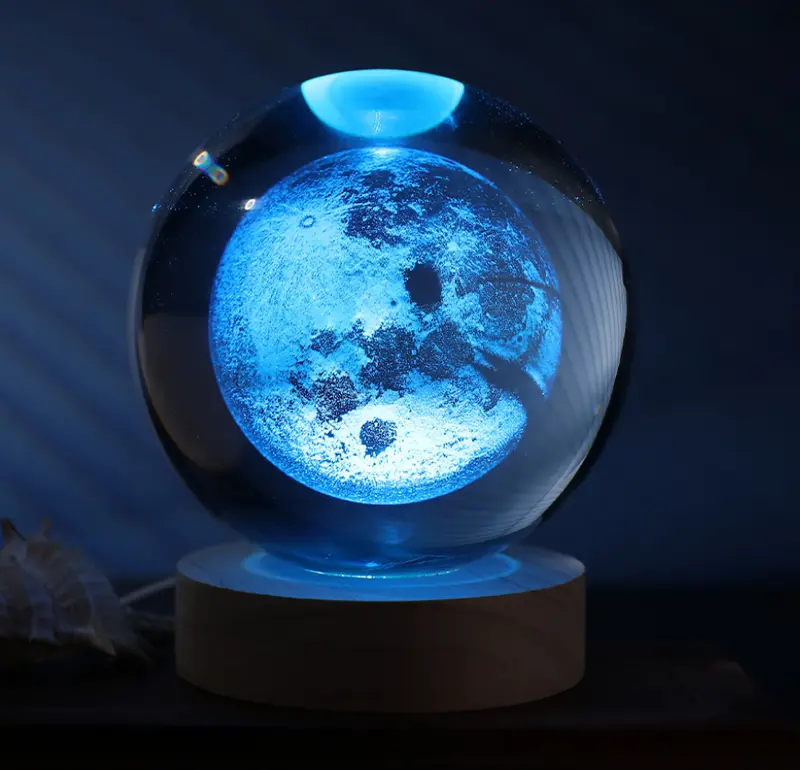 Sfera di vetro 3D con Led RGB Multicolore cavo USB a tema LUNA