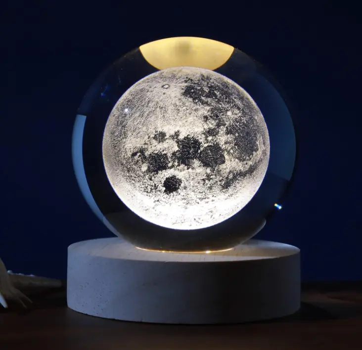 Sfera di vetro 3D con Led RGB Multicolore cavo USB a tema LUNA