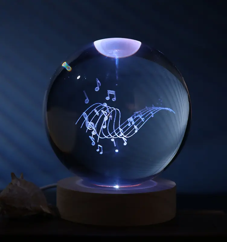 Sfera di vetro 3D con Led RGB Multicolore cavo USB a tema MUSIC