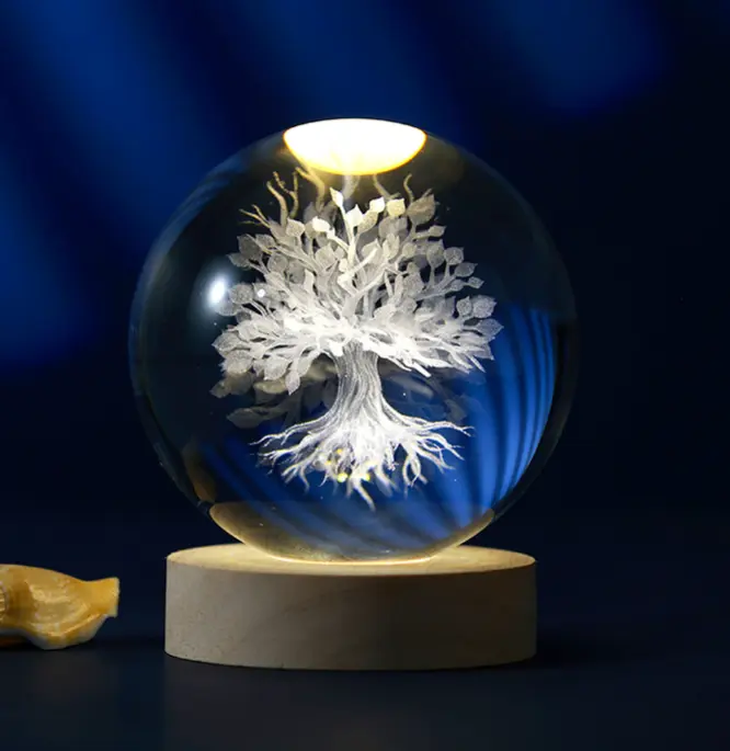 Sfera di vetro 3D con Led RGB Multicolore USB Albero