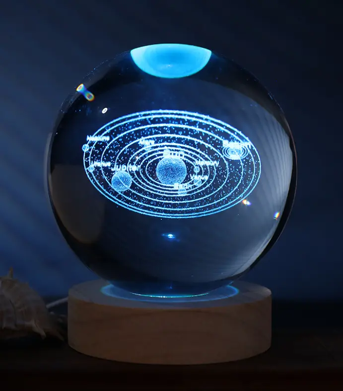Sfera di vetro 3D con Led RGB Multicolore USB SISTEMA SOLARE