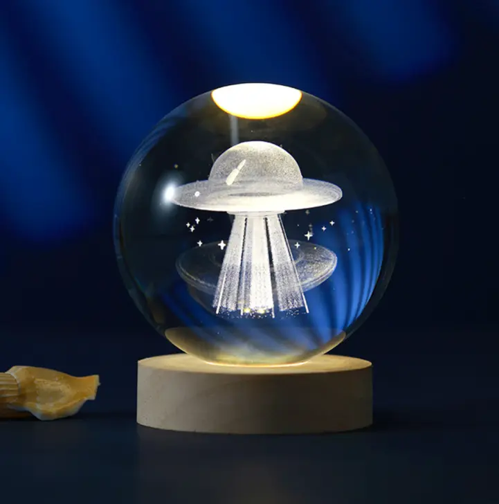 Sfera di vetro 3D con Led RGB Multicolore USB Ufo