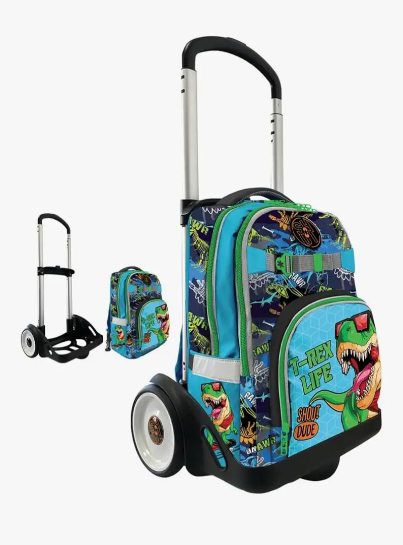 Shout Trolley Scuola D-Touch con Zaino Removibile – Ruote Ø 15 cm, Garanzia 3 Anni
