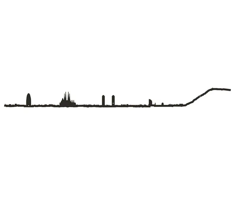 Skyline Barcellona Profilo in Acciaio Nero 50cm